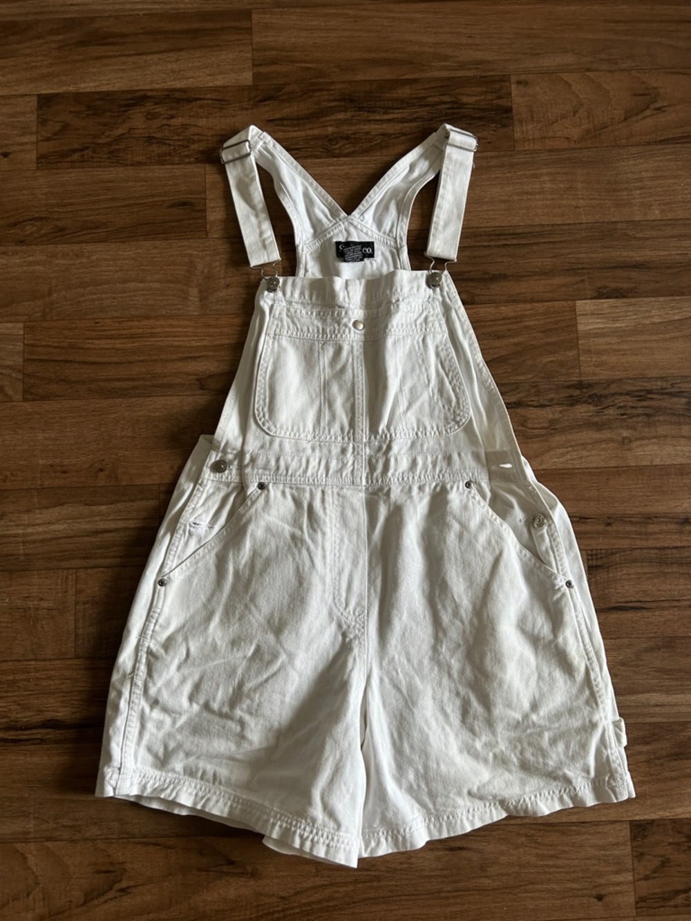 White Denim Short Overalls